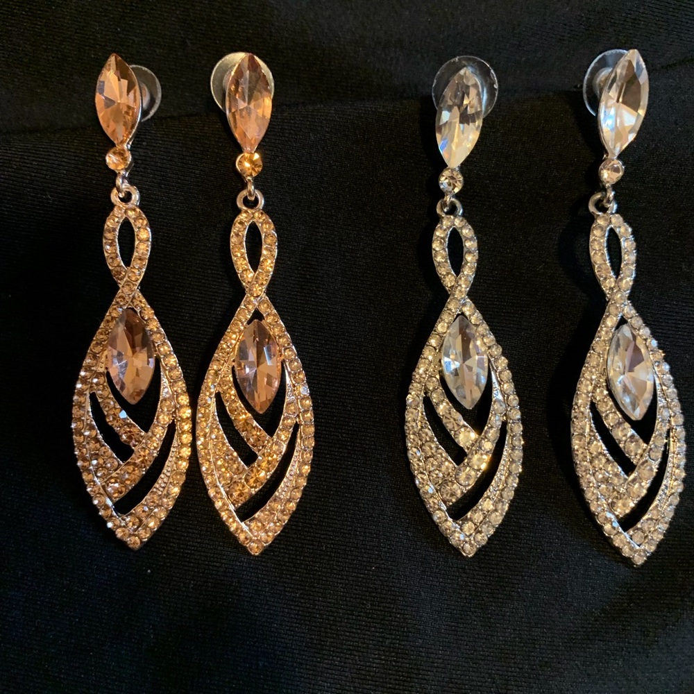 Chandelier teardrop earrings, 2 pairs